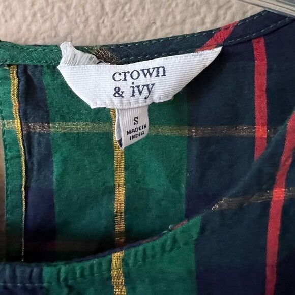 Crown & Ivy Plaid Ruffle Trim Top - Picture 4 of 8